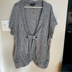 NWD Heather Gray Open Knit Cardigan with Button-Tab 3xl two toned marled knit